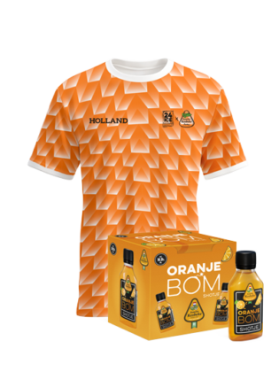 Combideal Oranje shirt – Maat L + Oranje bom shots (8-pack)