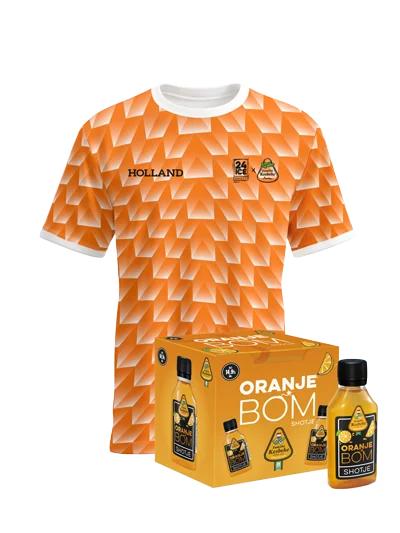Combideal Oranje shirt – Maat L + Oranje bom shots (8-pack)